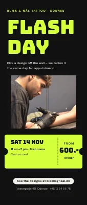 Tattoo studio roll-up — flash day