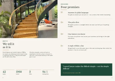 الصفحات 2–3 من Company profile for a law firm – 12 pages
