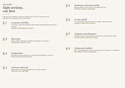 الصفحات 4–5 من Company profile for a law firm – 12 pages