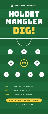 Roll-up til fodboldklub — holdet mangler dig