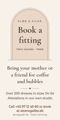 Door poster for a bridal shop — book a fitting