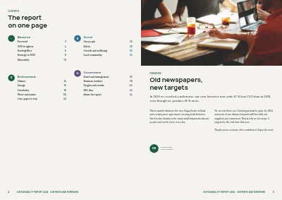 Pages 2–3 of Sustainability report for a manufacturer – 48 pages