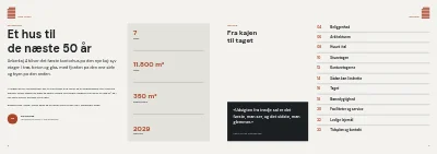 Side 2–3 af Projektbrochure for nyt kontorhus – 24 sider