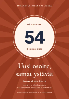 Tupaantuliaiset — talon numero auringonsäteissä