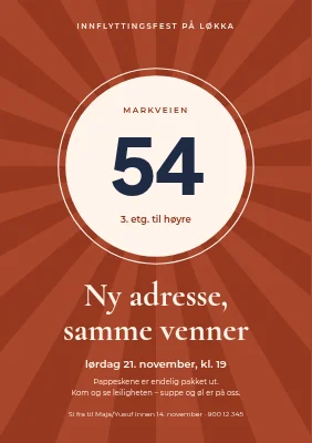 Innflyttingsfest — husnummer i solstråler