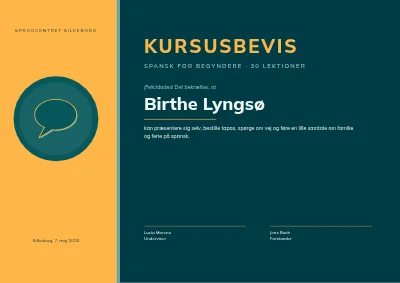 Kursusbevis — spansk for begyndere