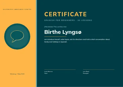 Course certificate — Spanish for beginners