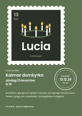Luciafirande — stämpel med ljuskrona