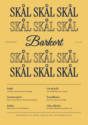 Drinkskort til festivalbryllup — skål