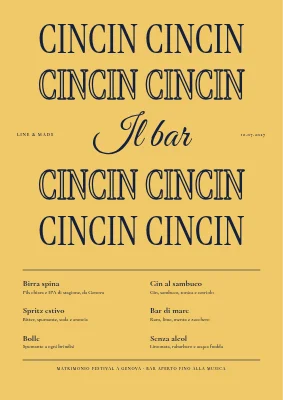 Menù dei drink per matrimonio in stile festival — cin cin