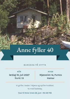 Bursdag på hytta — invitasjon