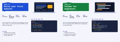 Pages 8–9 of Course catalogue for a coding school – 16 pages