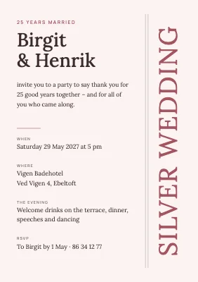 Silver wedding — classic with a vertical word