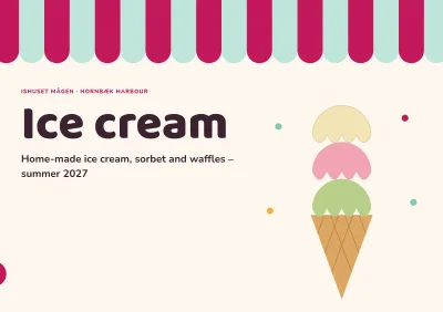 Ice cream menu for an ice cream parlour – 8 pages