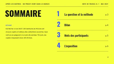 Page 2 de Projet artistique — D'après les maîtres