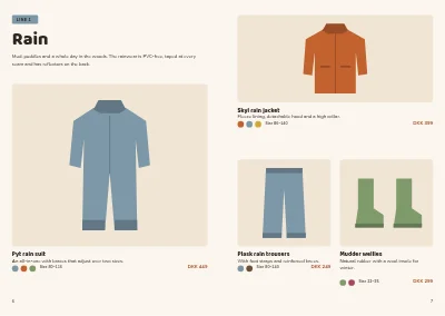 Pages 6–7 of Seasonal collection for a children's clothing brand – 24 pages