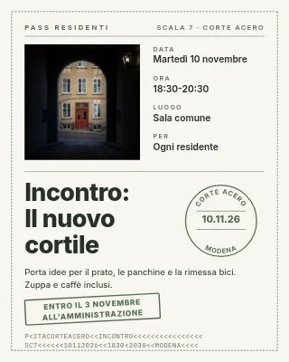 Cooperativa edilizia — laboratorio nel cortile