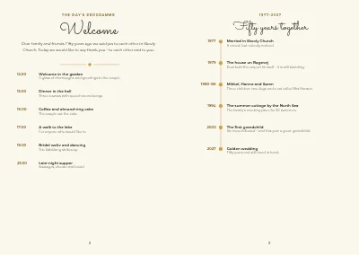 Pages 2–3 of Programme and original songs for a golden wedding – 8 pages