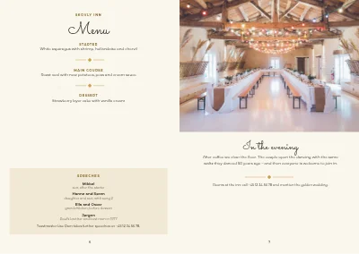 Pages 6–7 of Programme and original songs for a golden wedding – 8 pages