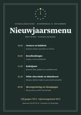 Nieuwjaarsmenu — aftellen tot middernacht