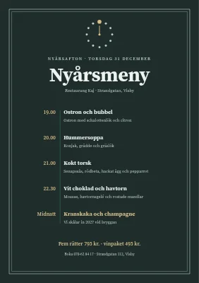 Nyårsmeny — nedräkning till midnatt