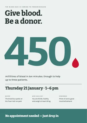 Blood donation — 450 ml with a drop