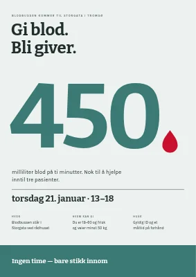 Blodgivning — 450 ml med en dråpe