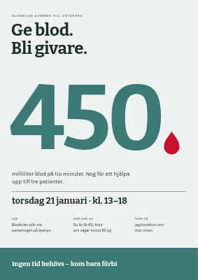 Blodgivning — 450 ml med en droppe