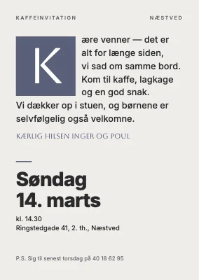 Kaffeinvitation som brev — Næstved