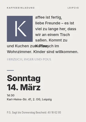 Kaffee-Einladung als Brief — Næstved