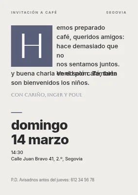 Invitación a un café en forma de carta — Næstved