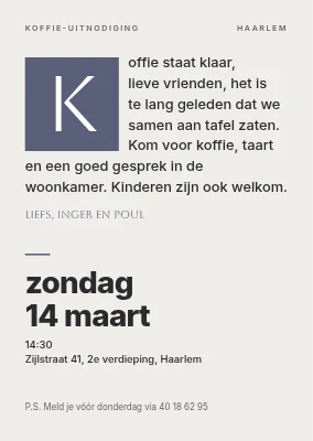 Koffie-uitnodiging als brief — Næstved