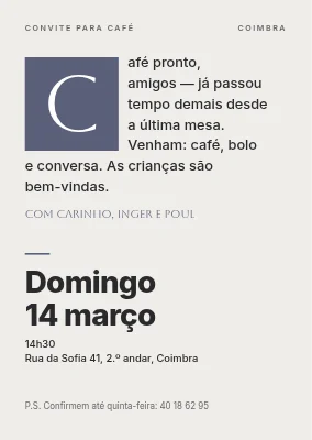 Convite para café em forma de carta — Næstved