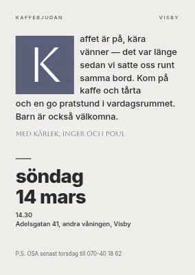 Kaffeinbjudan som brev — Næstved