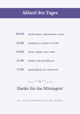 Seite 3 von Konfirmation Liedheft — fliederfarbenes und violettes Band