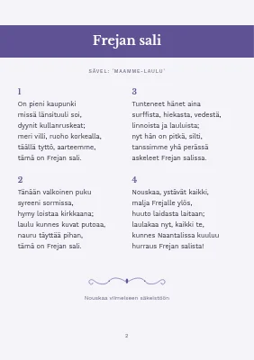 Sivu 2 – Rippijuhlan laulukirja — lilan ja violetin raita