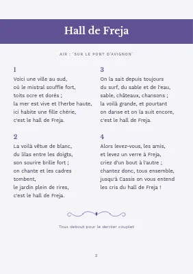 Page 2 de Livret de chants de confirmation — bandeau lilas et violet