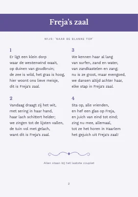 Pagina 2 van Vormselliedboekje — lila en violette band
