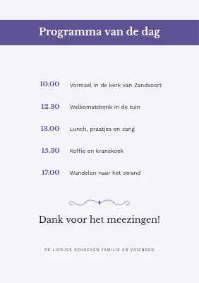 Pagina 3 van Vormselliedboekje — lila en violette band