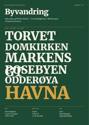 Byvandring — gatenavn i treskrift