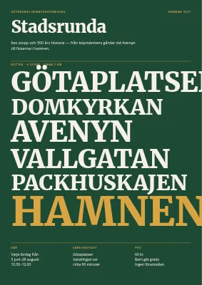 Stadsvandring — gatunamn i trätyp