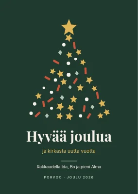 Joulukortti — konfettijoulukuusi