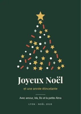 Carte de Noël — sapin de Noël en confettis