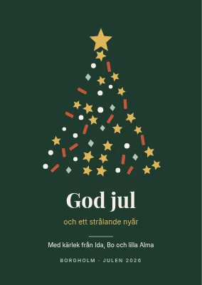 Julkort — julgran av konfetti