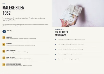 Side 2–3 af Brochure og farvekort for malerfirma – 8 sider