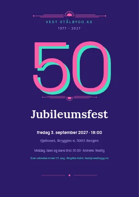 50-årsjubileum for bedriften — fiolett gala