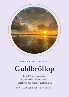 Guldbröllop på stranden — inbjudan