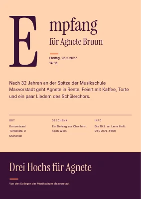 Ruhestandsempfang — riesiger Anfangsbuchstabe