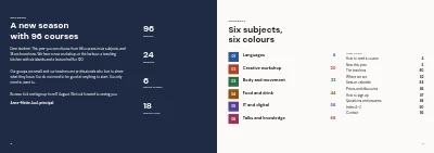 الصفحات 2–3 من Course catalogue for an evening school – 96 pages