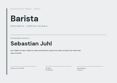 Kursusbevis — barista